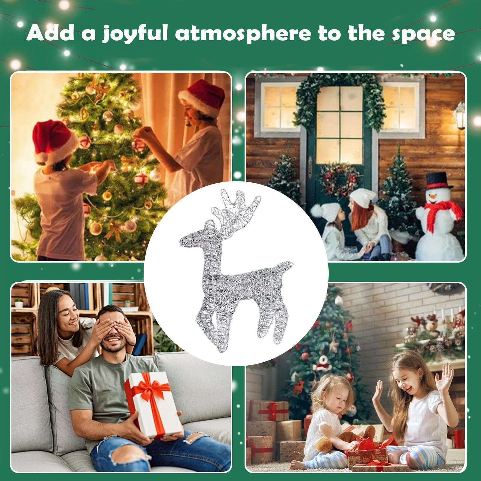 Renne De Noël avec Illumination Décoration Festive Résistante à la Rouille | Renne de Noël Étincelant avec Éclairage Intégré pour Extérieur Jardin Pelouse Jardin et