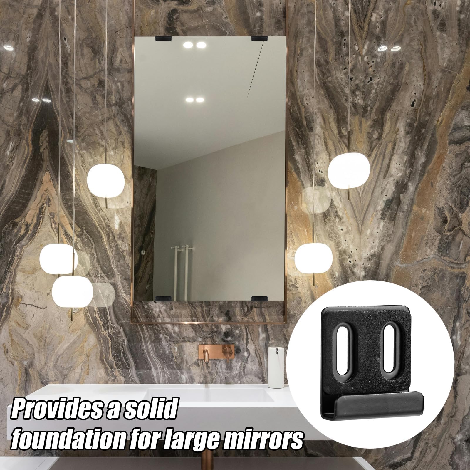 Mirror Hanging Kit - Heavy Duty Wall Mount Clips -4