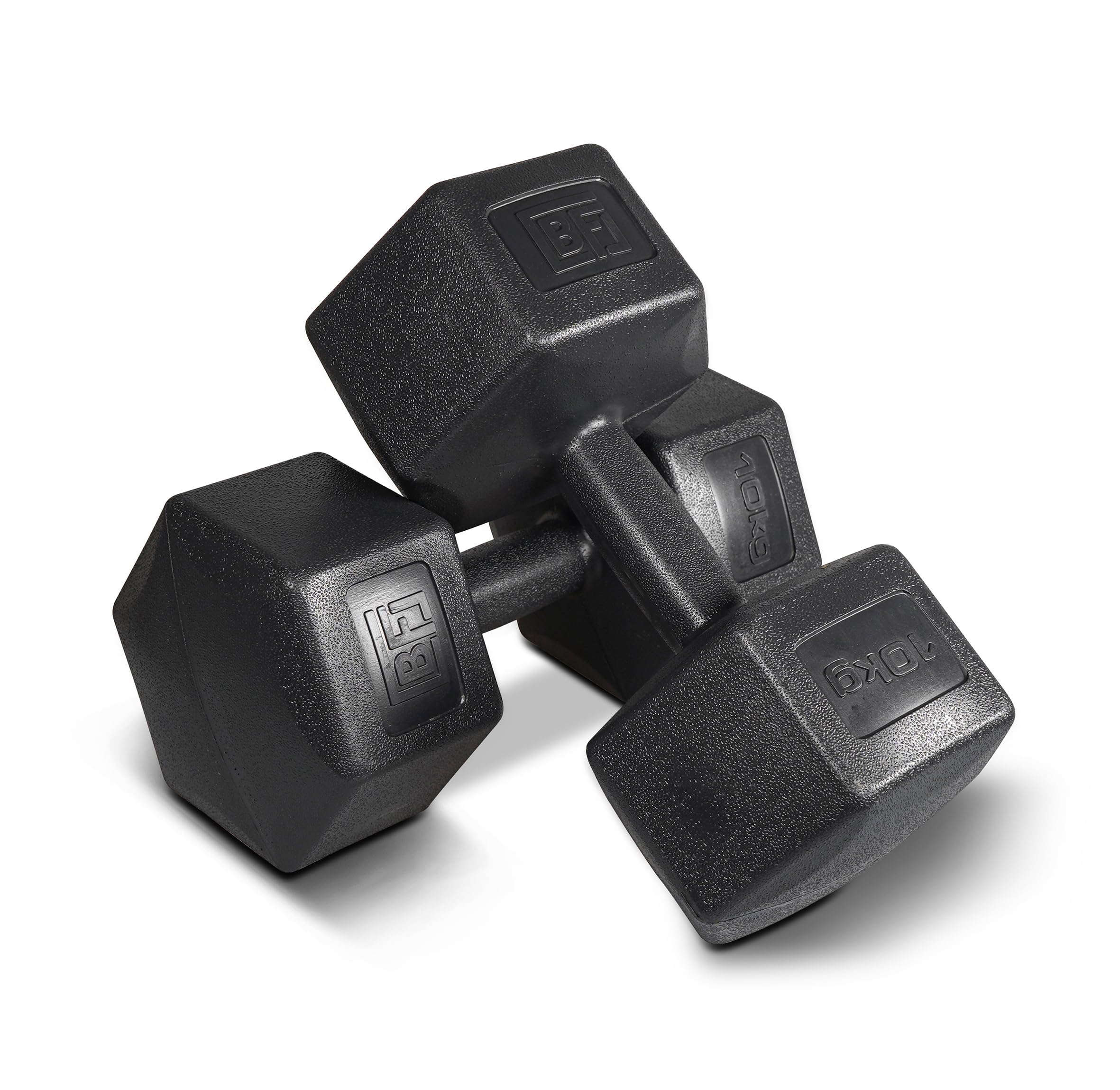 Bestfor Dumbbell Vinyl Coated, Black, Weight Lifting Strength, for Training, Cardio, Fitness, Muscle Exercise Chart, Body Building, Home Gym Workout 10kg Sold in Pairs