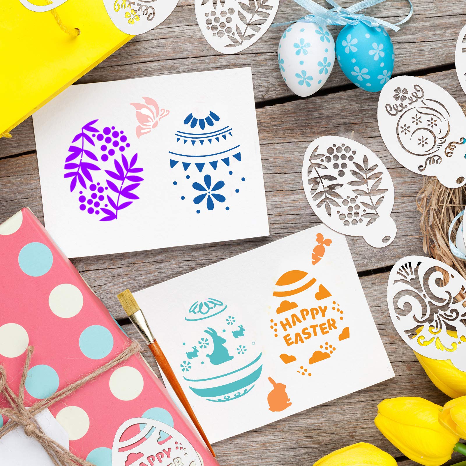 Buy 24 Pieces Easter Stencils Easter Eggs Stencils Painting Stencils