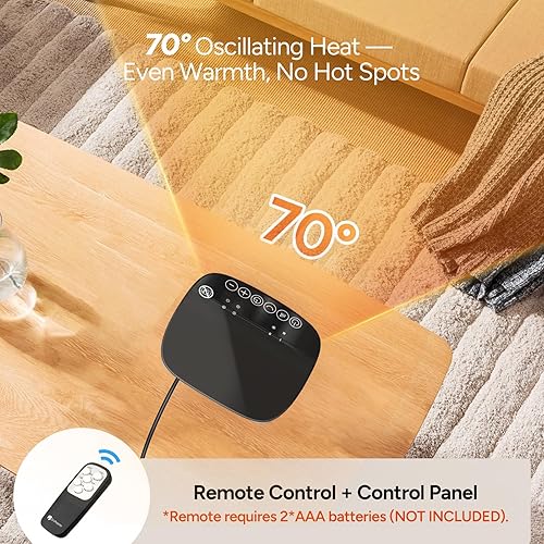 Miniatura 5 de DR.PREPARE Calentador de espacio pequeño de 1500 W para uso en interiores, calentador eléctrico de cerámica PTC portátil con termostato, oscilación,