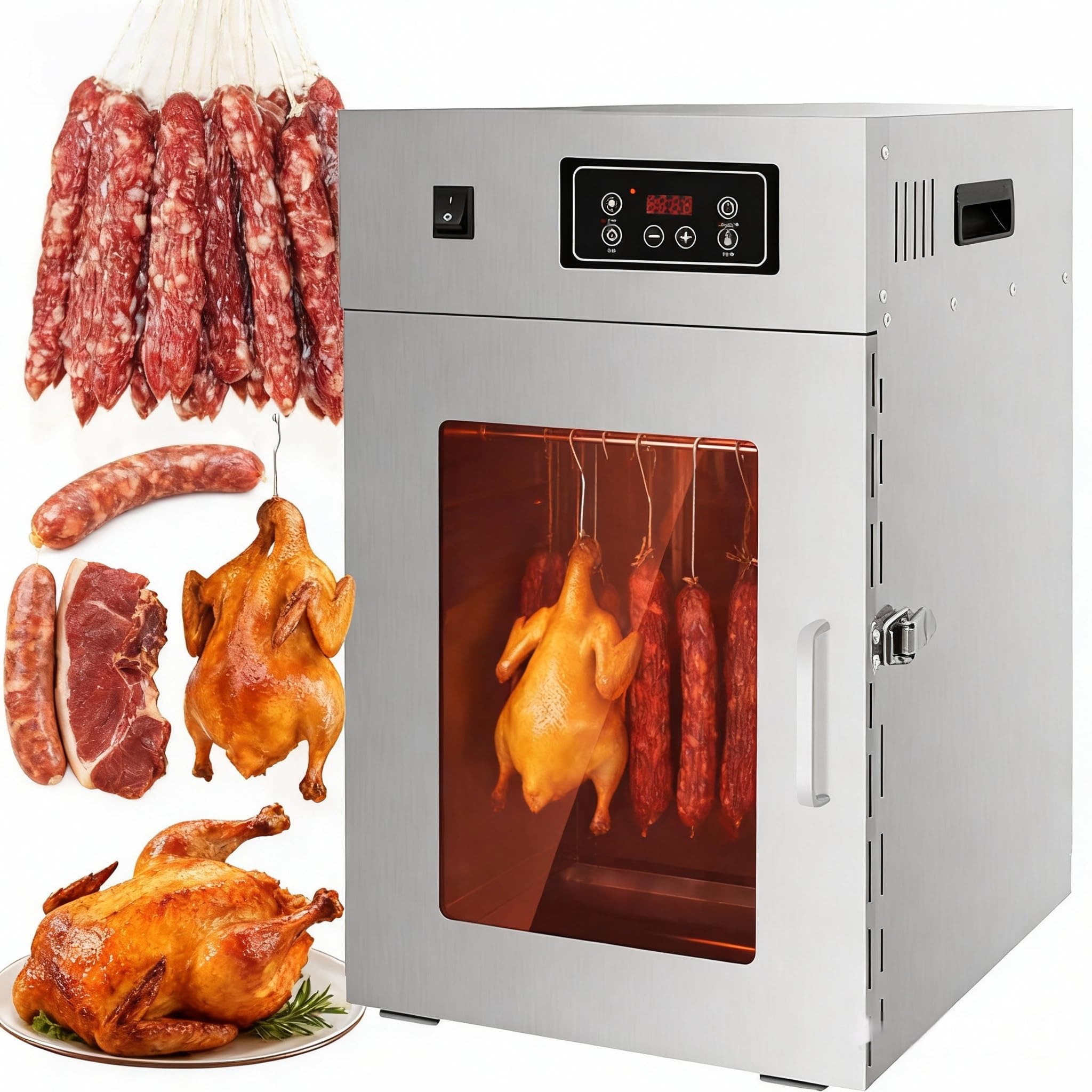 Essiccatore per Salsicce E Macchina per Carne Secca, Essiccatore Alimentare di Livello Commerciale con Ganci per Appendere, Potenza 800 W, Essiccazione Uniforme, Facile da Pulire
