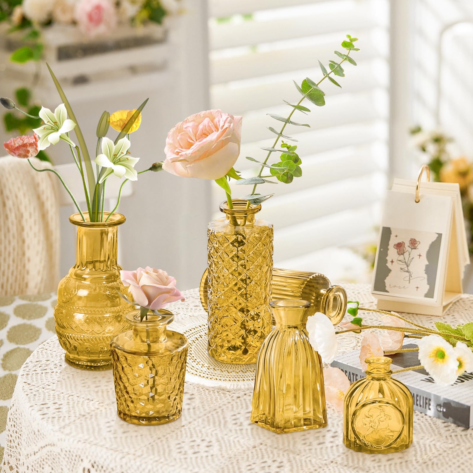 Amazon.com: KOIUEYW Amber Gold Glass Bud Vases Set of 24, Vintage