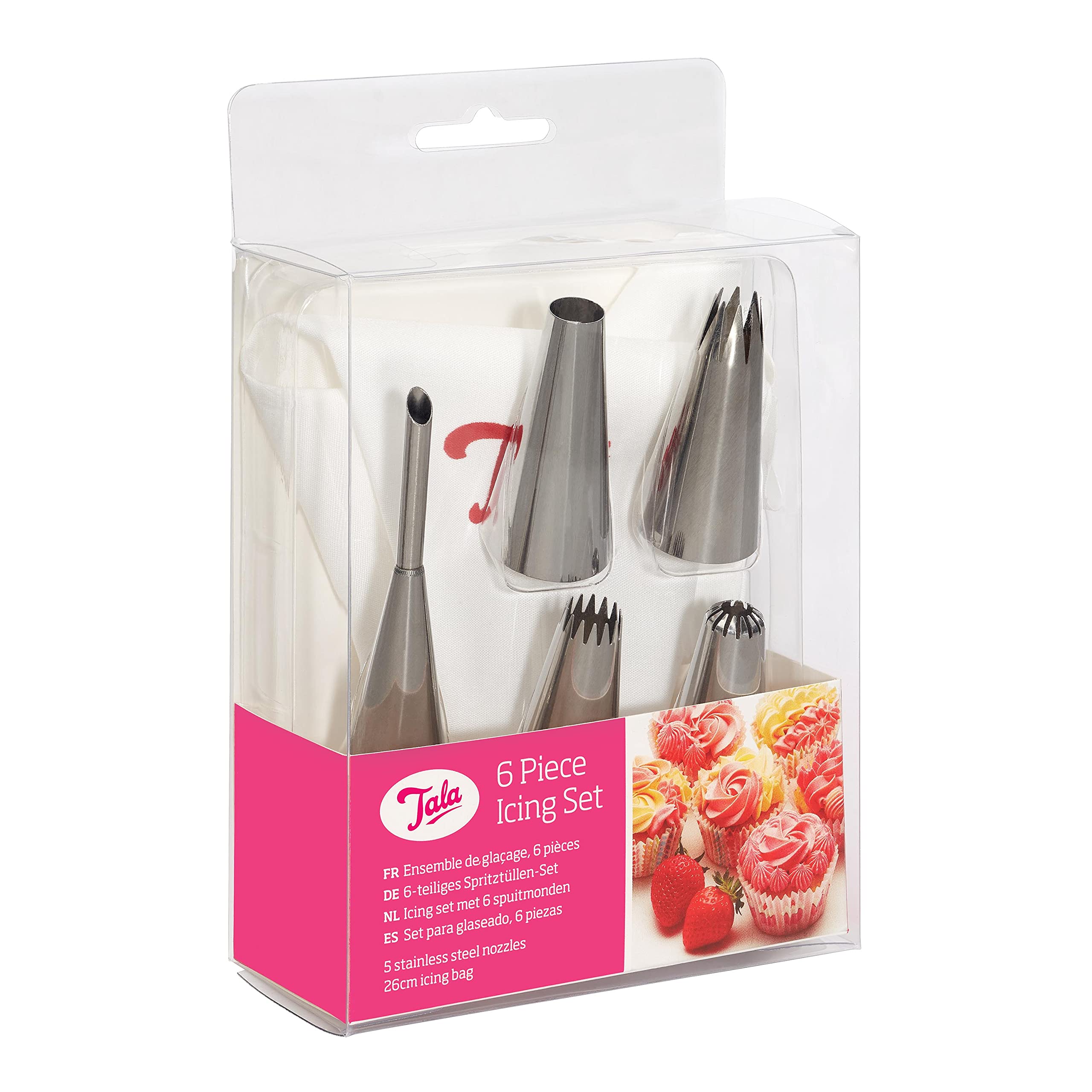 Tala Piece Icing Bag Set with Nozzles and Icing Bag, Silver