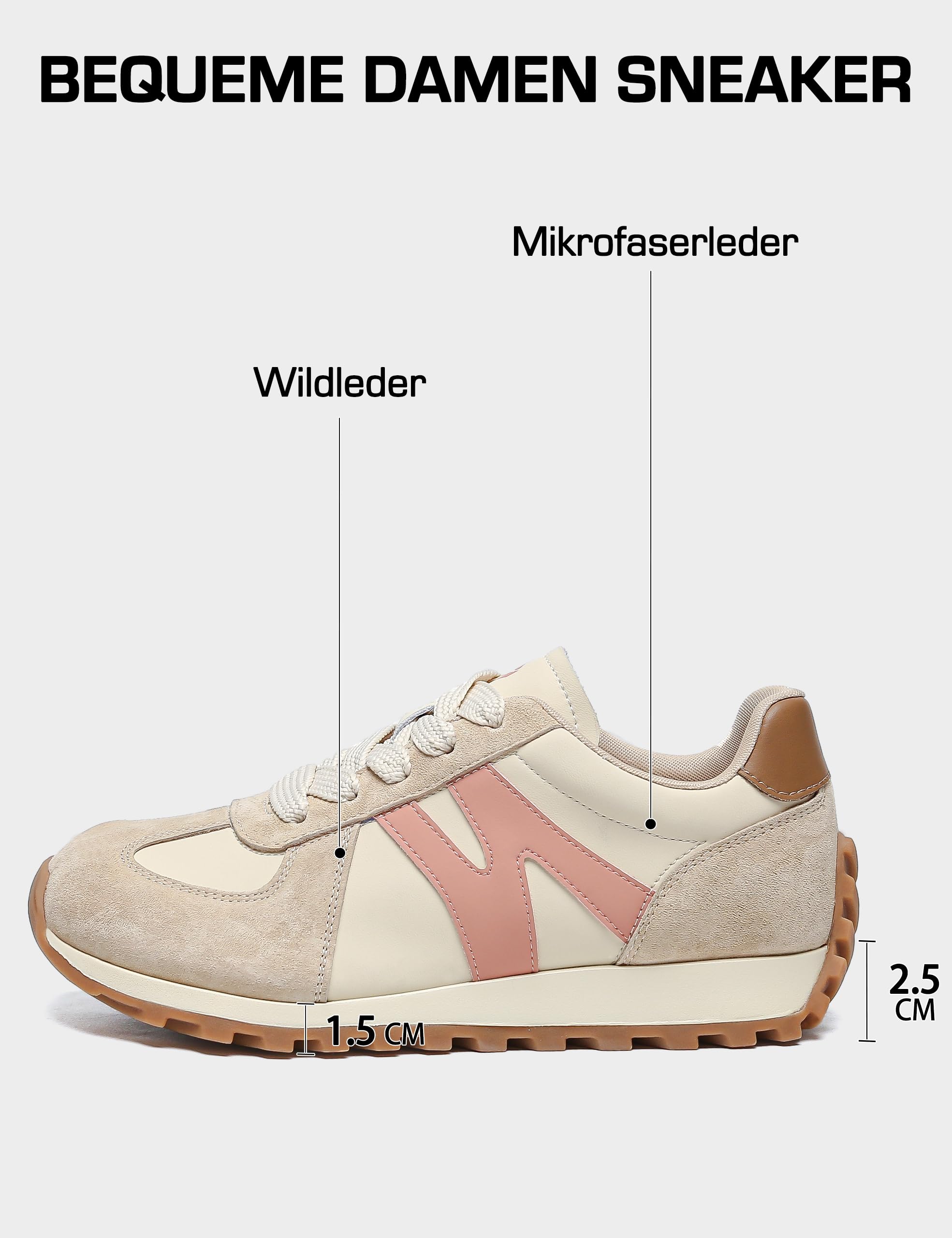 somiliss Breite Damen Sneaker, rutschfest, Herausnehmbare Einlegesohle | Atmungsaktives Obermaterial, breite Passform, herausnehmbare Einlegesohle mit Fußgewölbestütze, rutschfest für Alltag