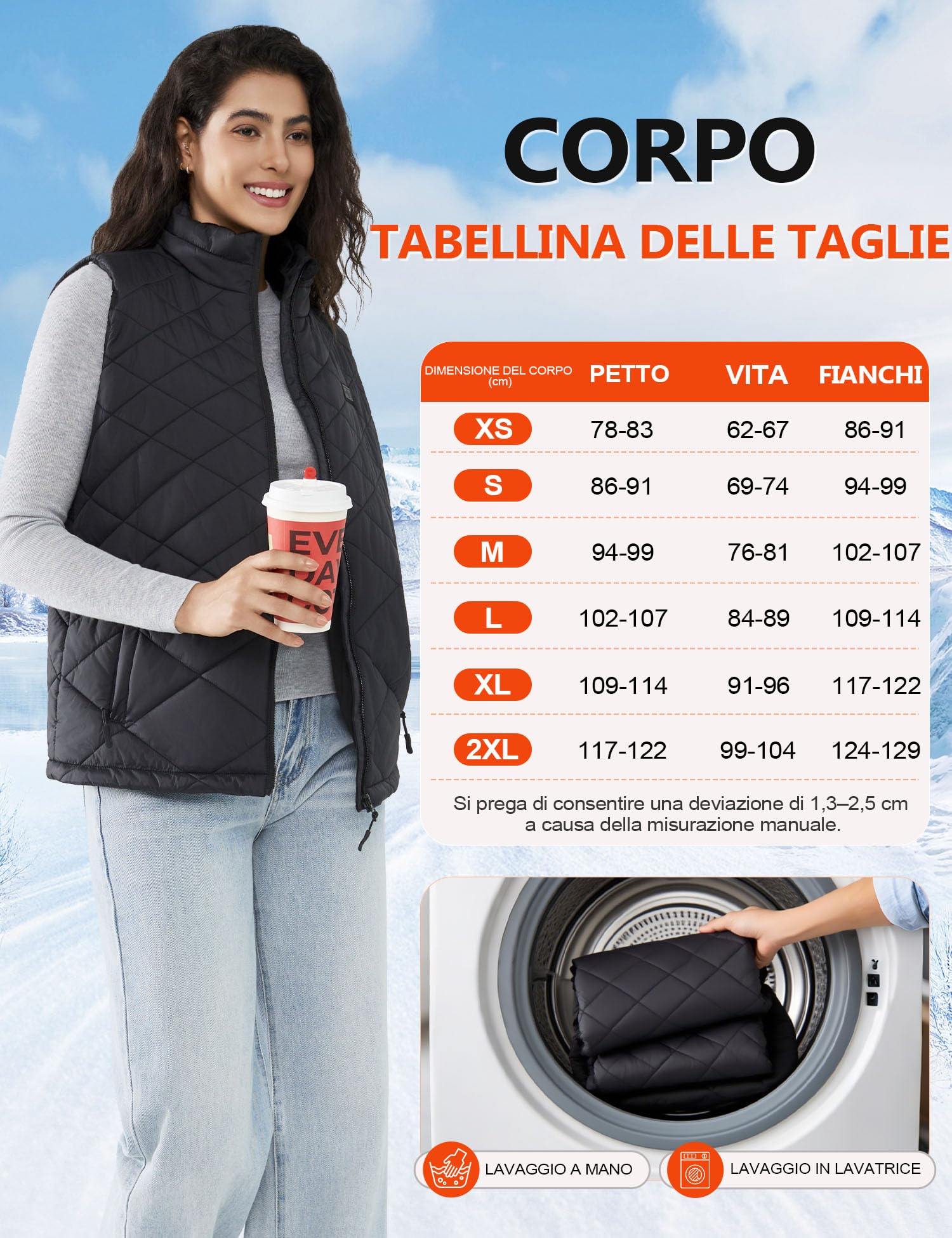 Gilet Riscaldato Donna con Batteria 18400mAh 7.4V – Gilet riscaldato con 8 Zone, Leggero e Caldo, Lavabile in Lavatrice, Giubbotto Termico