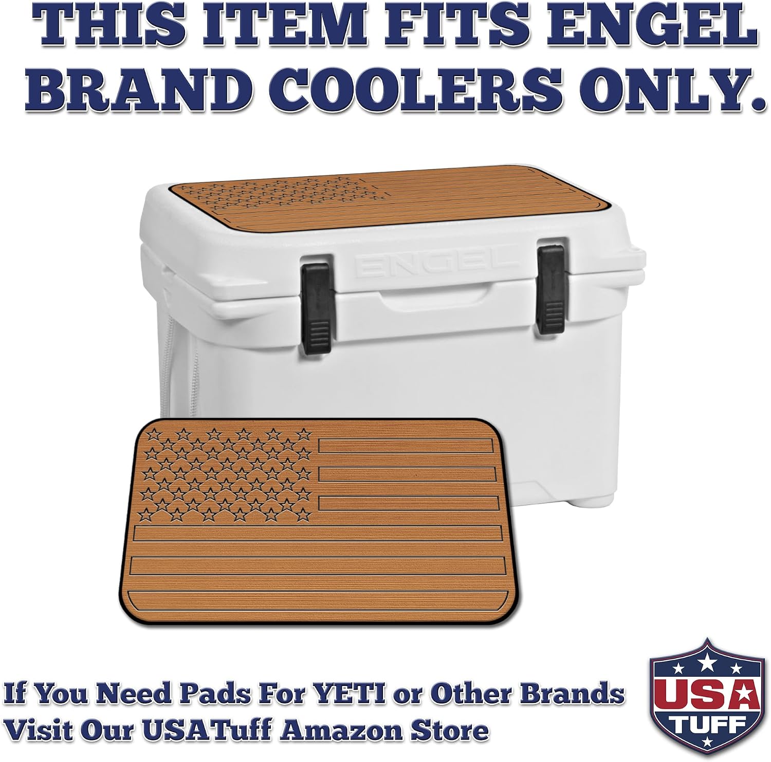 USATuff SeaDek EVA Mat Cooler Pad fits Engel | Peel & Stick Application | Non Slip Comfort Accessories - US Flag Design (Mocha-Black)