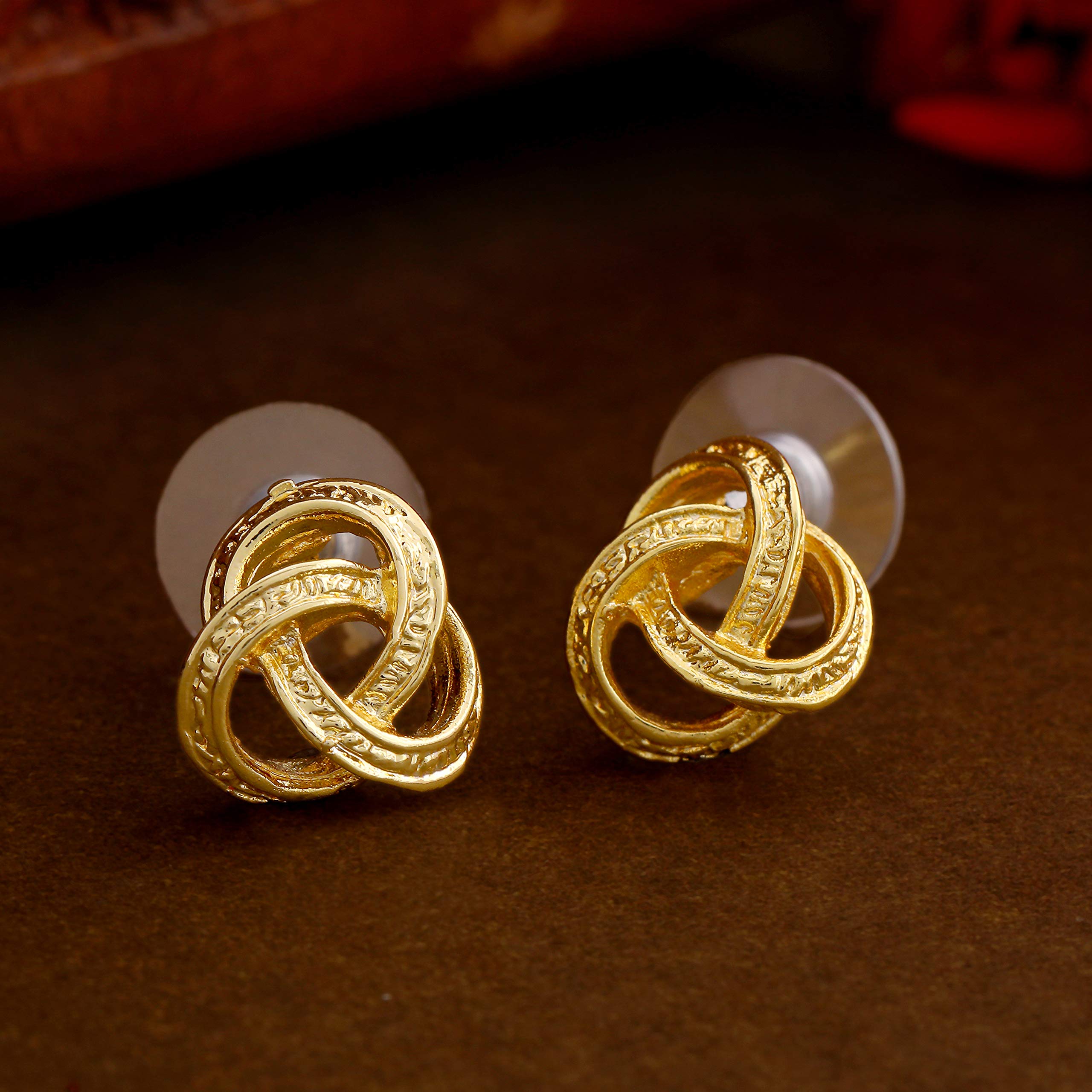 Metal Zinc Alloy Tone Pretzel Stud Earrings