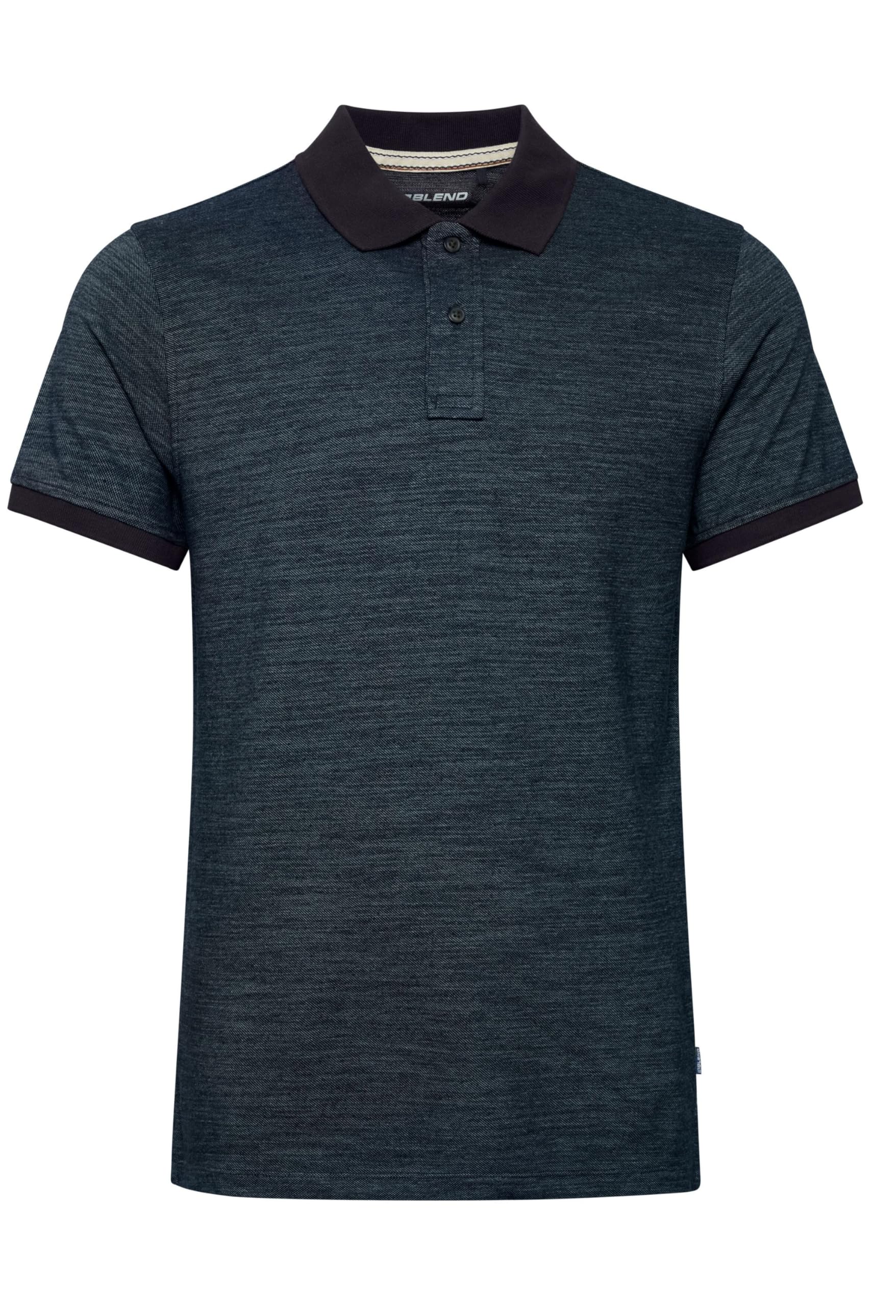 Blend BHAlfredo Herren Poloshirt Polohemd mit Polokragen abgesetzter Kragen Strukturiertes Muster Regular Fit Hochwertige Baumwolle