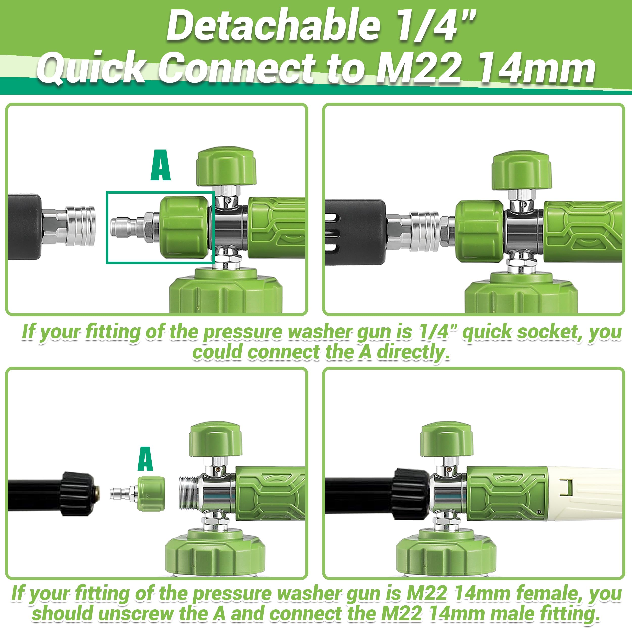 Pistola Schiuma Idropulitrice 4000 PSI - Con 5 Ugelli E Bottiglia 1L, Per Auto E Lavaggio - Foto 7