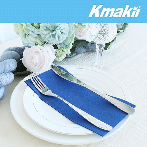 Miniatura 7 de KMAKII Paquete de 100 toallas desechables de tela azul real, como servilletas de lino, toallas de mano de papel blanco para baño, bodas, fiestas,