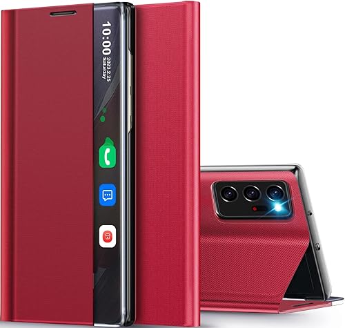 Miniatura 8 de Qissy Funda para Samsung Galaxy Note 20 Ultra 5G View Clear Smart Window Leather para Samsung Note 20 Ultra Case Slim Mirror Hard PC Kickstand