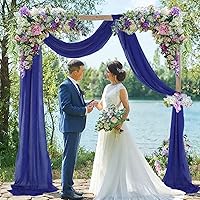 Vista 18 de Tela para arco de boda, azul marino, 20 pies, 2 paneles de tela de gasa, arcos de boda para ceremonia, cortinas de techo, arcos de boda, arco