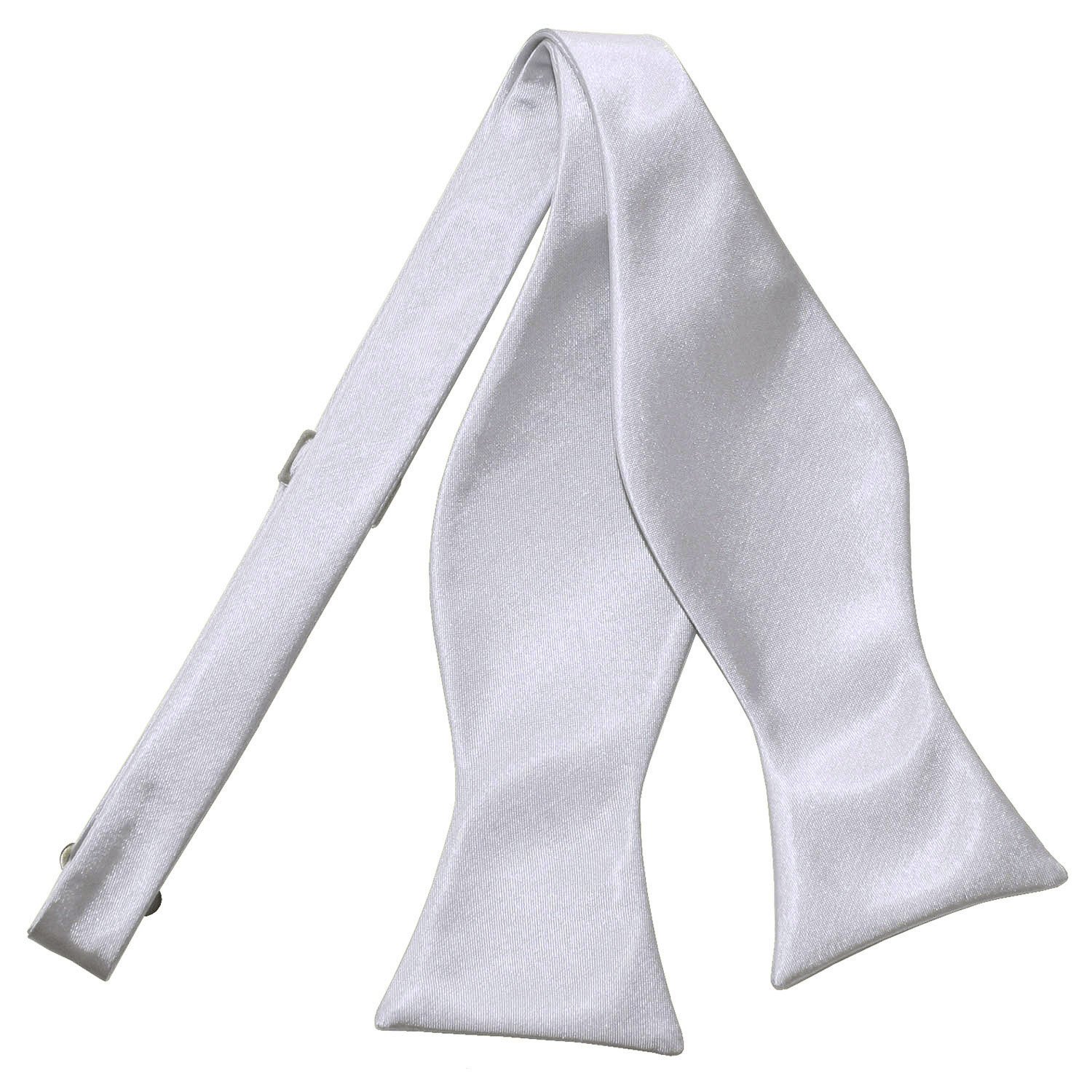 Dqt Men's Silver Plain Satin Self-Tie Bow Tie - Wedding, Business & Formal Wear