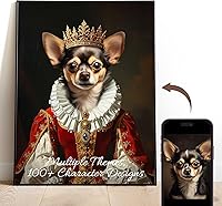 Gleamify Custom Pet Portrait - Personalized Royal Queen Oil Painting from Photo for Dogs Cats | Memorial Wall Art Canvas Poster