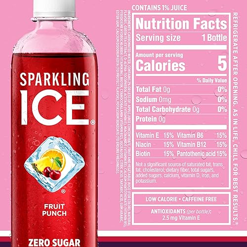 Vista 9 de Sparkling Ice, Paquete Familiar Rosa. Botellas de 17 oz (Paquete de 12). Sabores: Cereza Negra, Durazno Nectarina, Coco Piña, Toronja Rosa - El