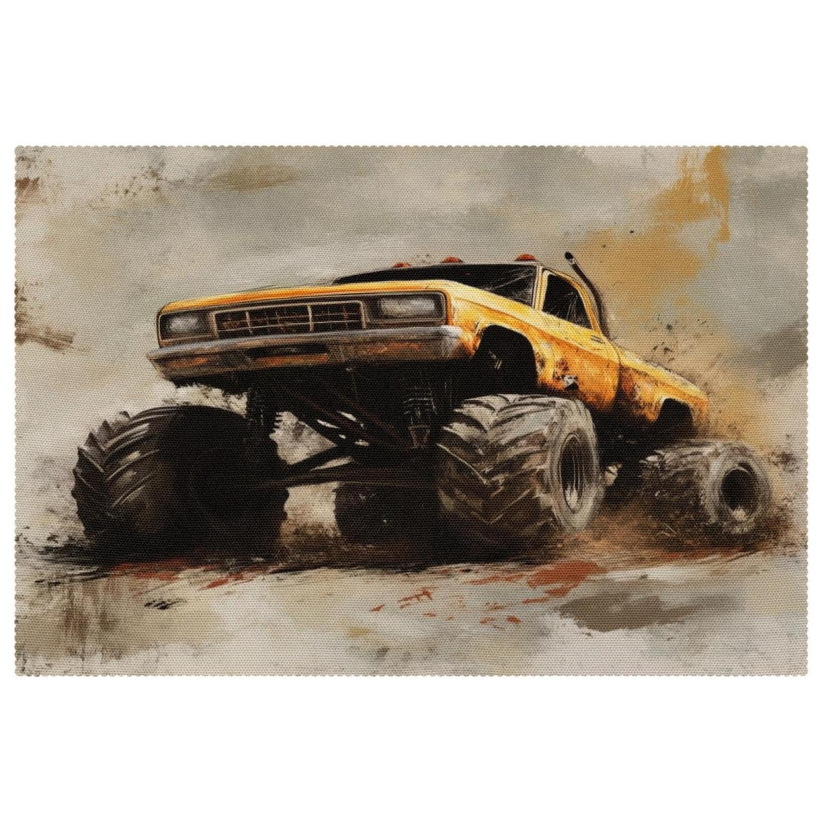 Sets de table grunge monstre jaune lot de 6 lavables pour salle à manger 30x45 cm