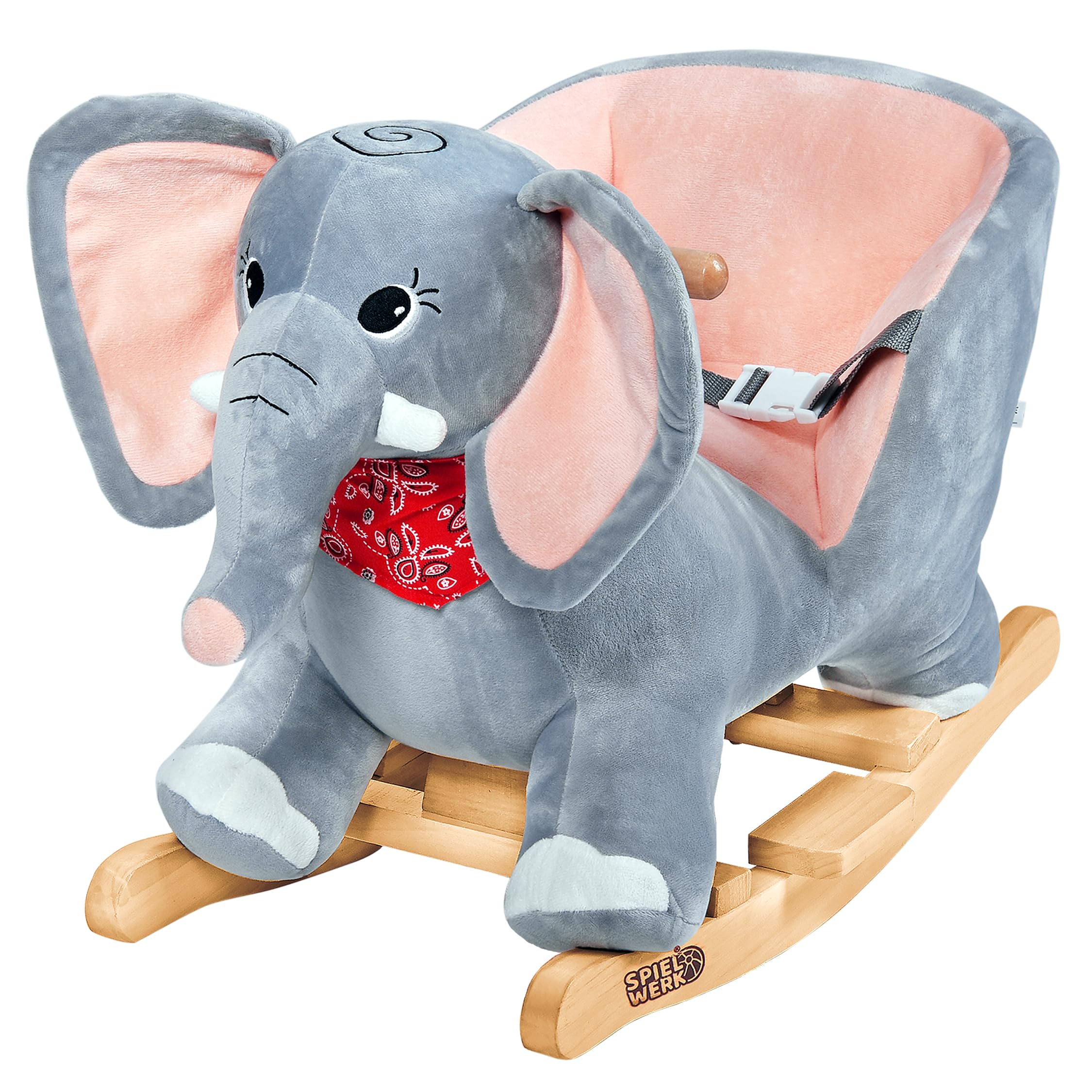 Deuba® Elefante Di Peluche A Dondolo In Legno Con Suoni Cintura Di Sicurezza Giochi Infanzia Bambini Giocattolo Regalo-image