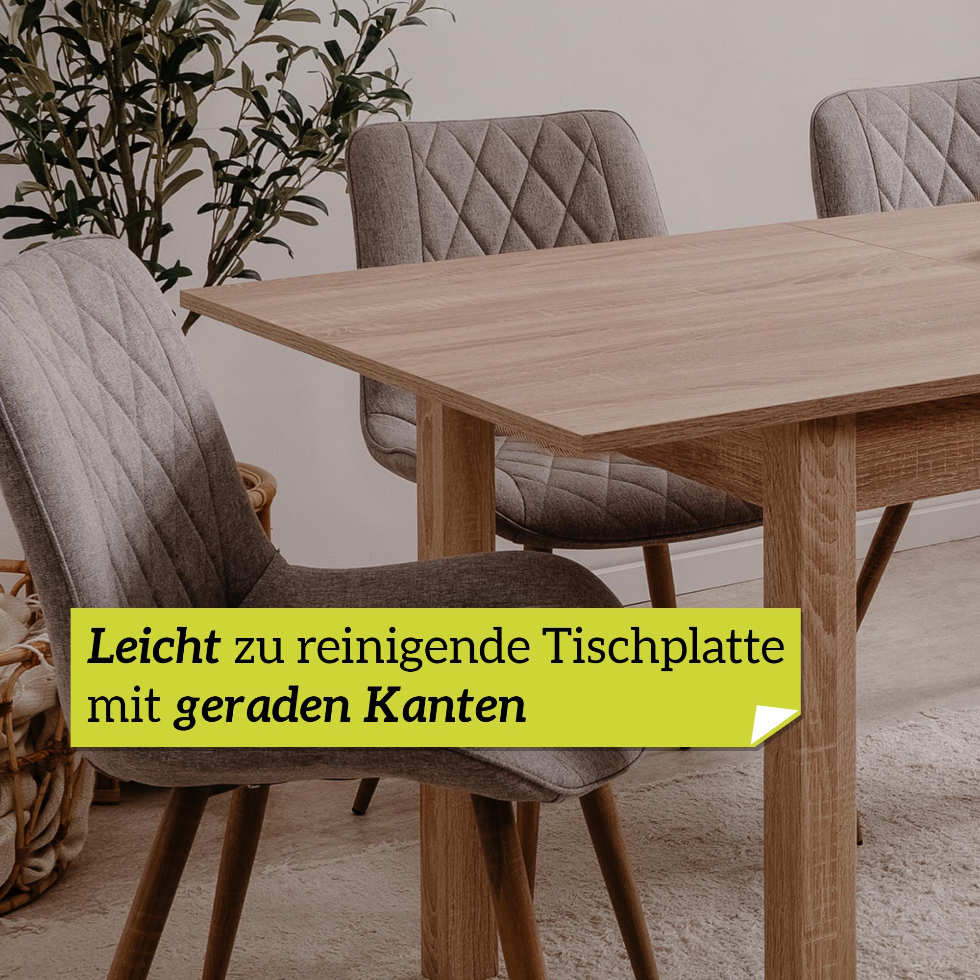 smart Esstisch 120x70 cm Eiche, Küchentisch ausziehbar bis 160 cm, Esszimmertisch aus Holzwerkstoff inkl. erweiterbare Auszugsplatte, moderner Tisch für bis zu 8 Personen