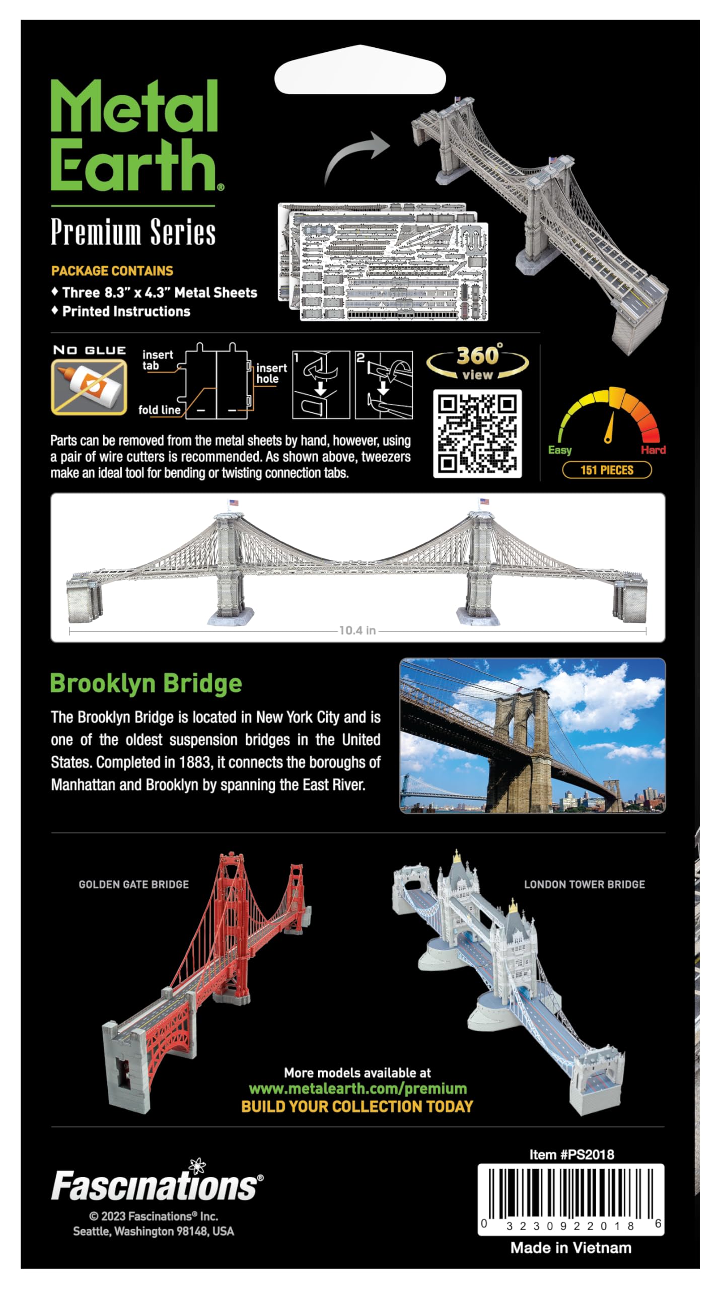 Metal Earth Serie Premium Ponte di Brooklyn 3D Metal Model Kit Fascinations