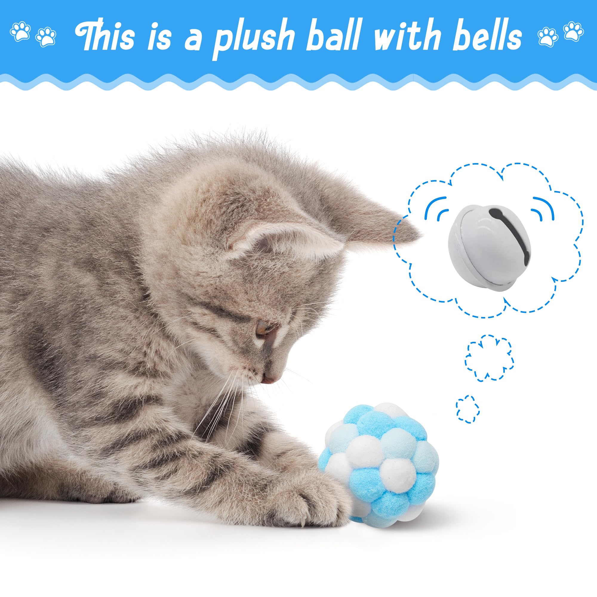 MALLMALL6 Juego de 10 juguetes para gatos que incluye resortes para gatos, varita de plumas, ratones, bolas arrugadas y bolas de campana para mascotas, rompecabezas interactivo para mascotas, paquete