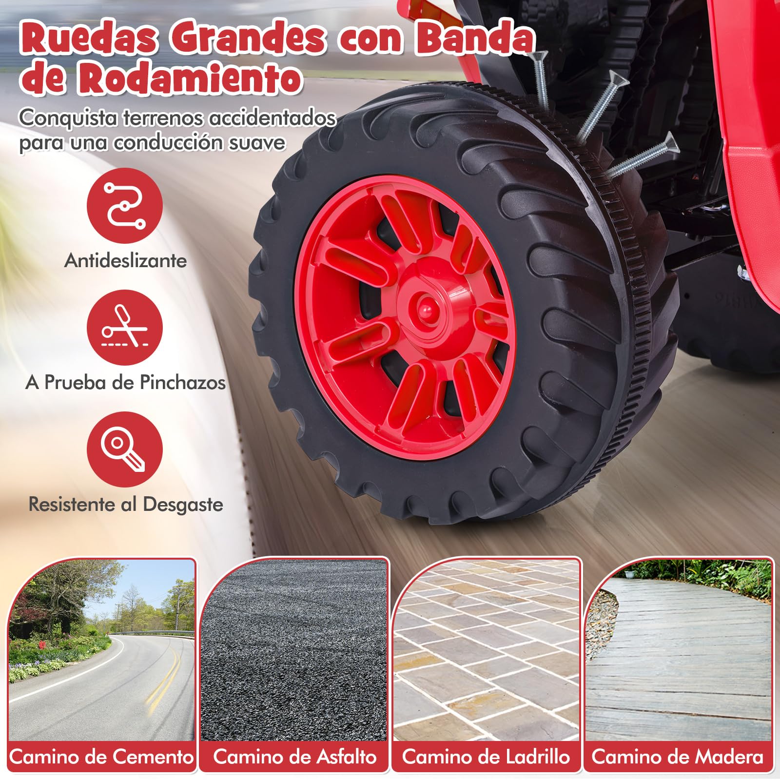 GOPLUS Quad Eléctrico ATV 24 V, Juguete de 4 Ruedas con Luces LED, Coche para Niños con Conexión Inalámbrica, Música, Radio, con Velocidad Baja y Arranque Suave para Niños de 3 A 8 Años, Negro (Rojo)