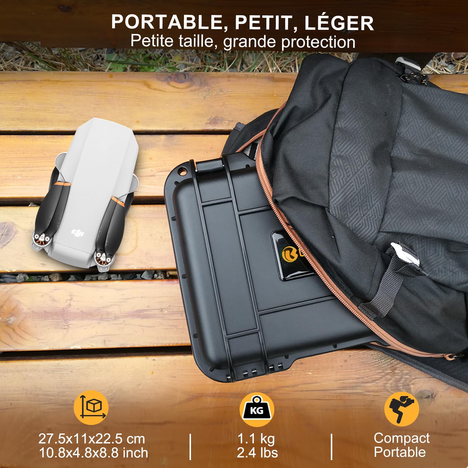 LEKUFEE Étui de Transport pour DJI Mavic Mini 2 Drone et DJI Mavic Mini 2 Drone Accessoires [Non Inclus Mavic Mini Drone, Pas Fit Mavic Mini SE/Mini 1]
