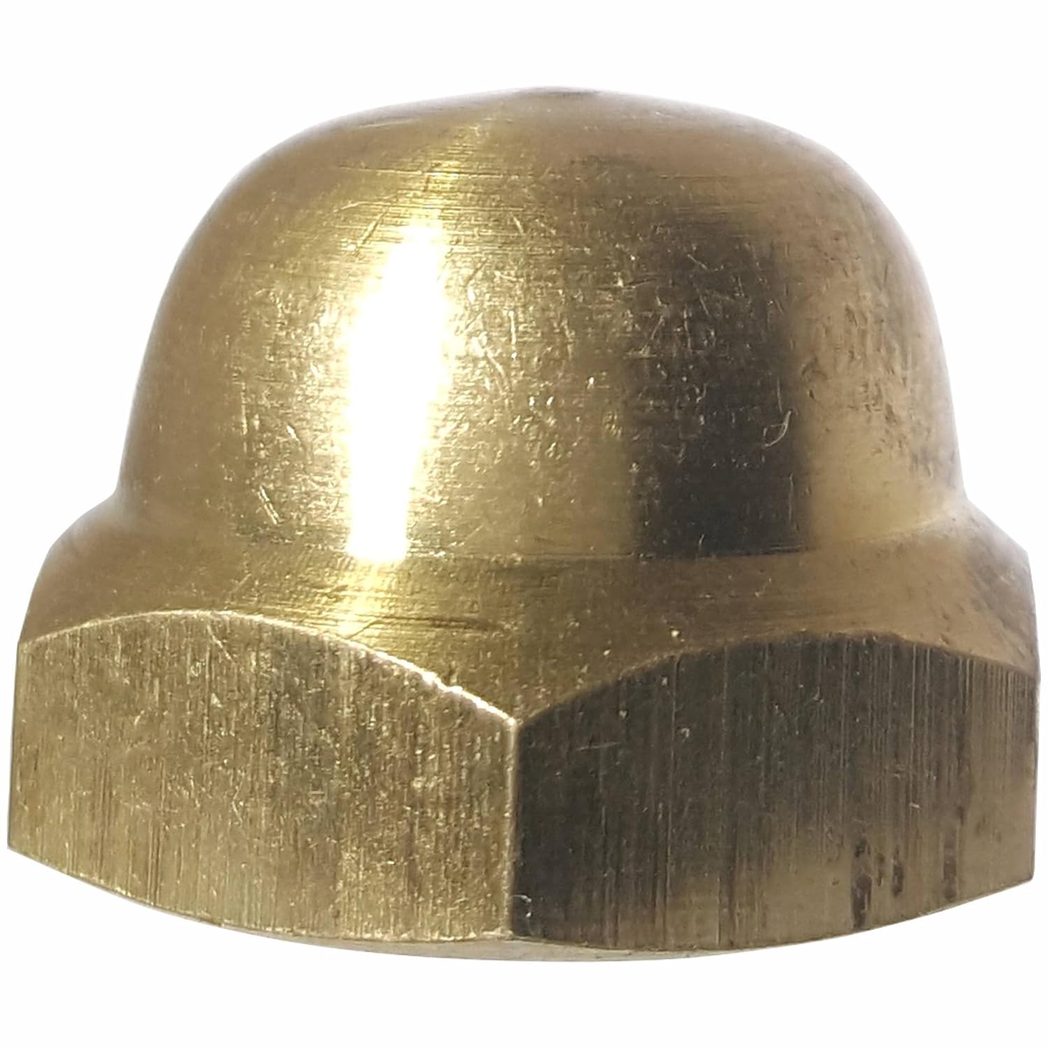 3/8-16 Hex Cap Nuts, Solid Brass, Grade 360, Commercial, Plain Finish, Quantity 25