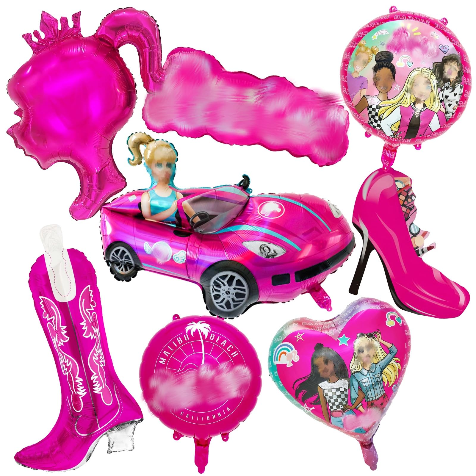 Pink Birthday Decorations for Girls-Barb Kids Party Decorations Foil Balloons Happy Birthday Balloons Latex Balloon for Pink Princess Theme Party Supplies Decorations