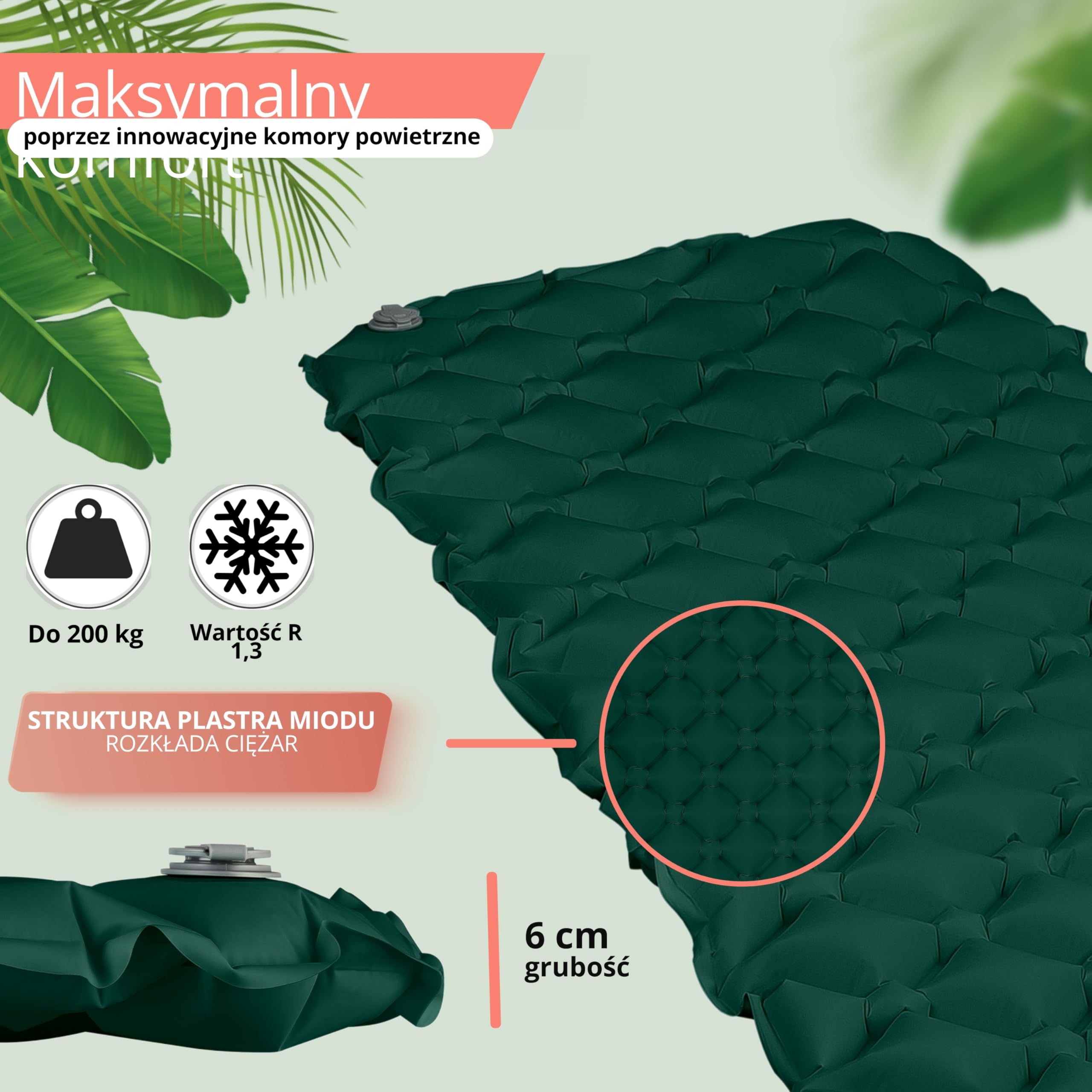 Backpacker's Journey Karimata – ultralekki materac dmuchany o niewielkich wymiarach po spakowaniu, idealna na rower, kemping i do aktywności na świeżym powietrzu – nadmuchiwana mata z komórek