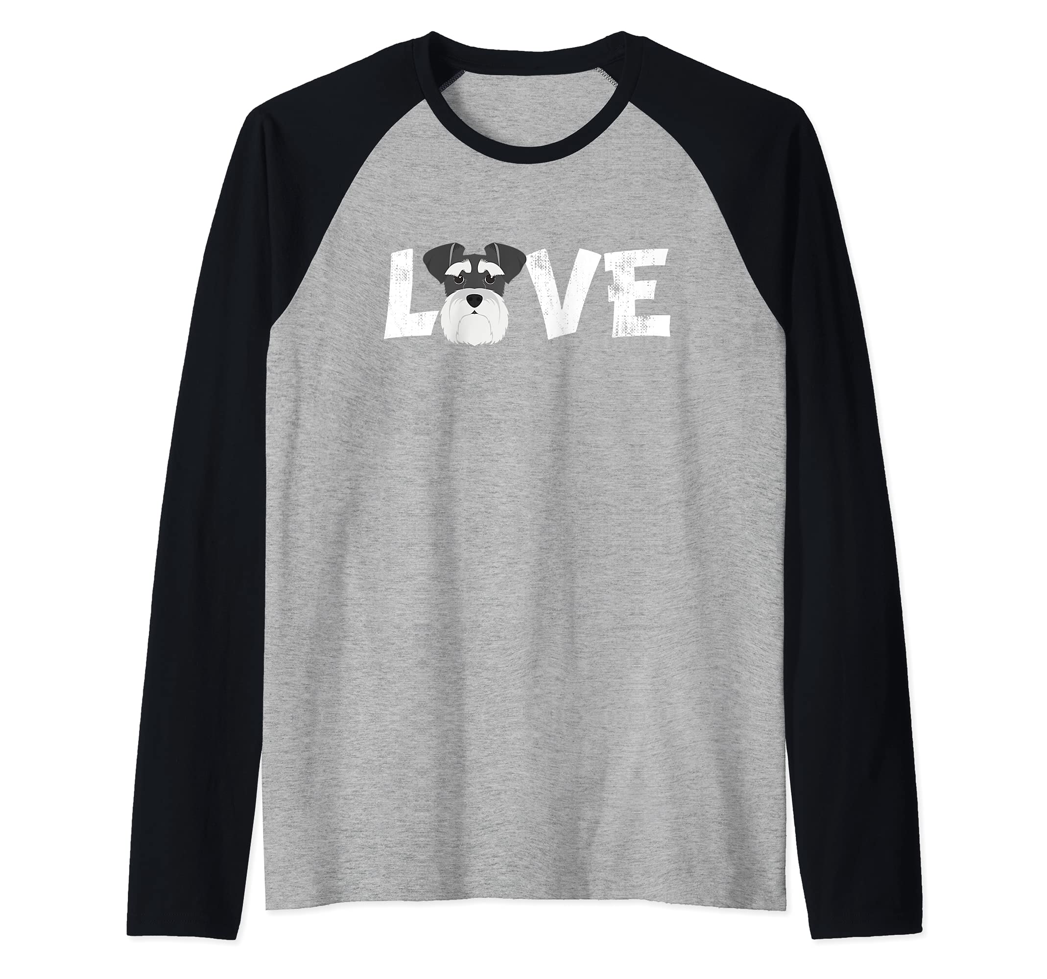 Dog Mom Dog Dad Minature Schnauzer Dog Pet Raglan Baseball Tee, Black