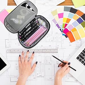 Gloppie Pencil Case Black Pencil Pouch Pencil Bag Pen Box, Back to School Supplies