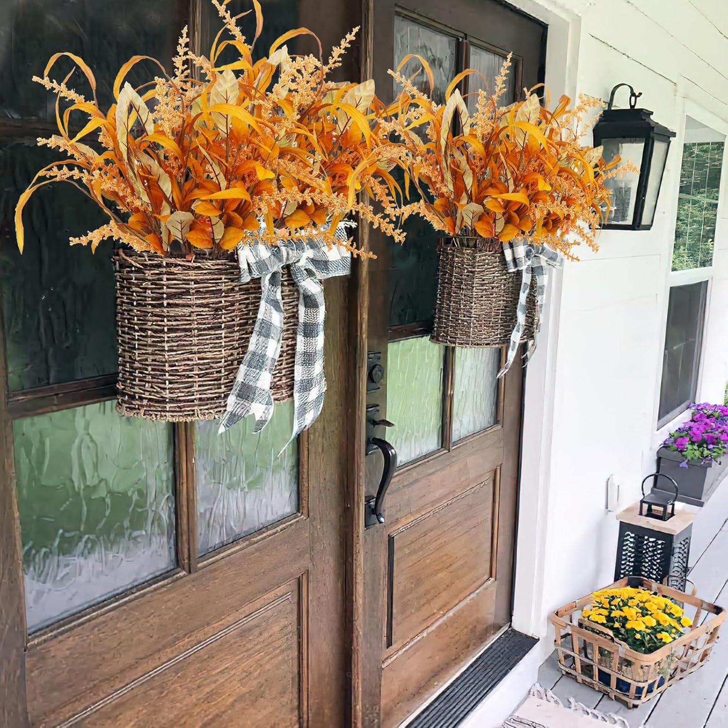 3 Pcs Artificial Fall Flowers Autumn Flowers Artificial for Decoration Fall Bouquet Maple Leaves Wheat Floral Arrangement Faux Fall Flower Branches for Thanksgiving Table Centerpieces Decor - Image 5