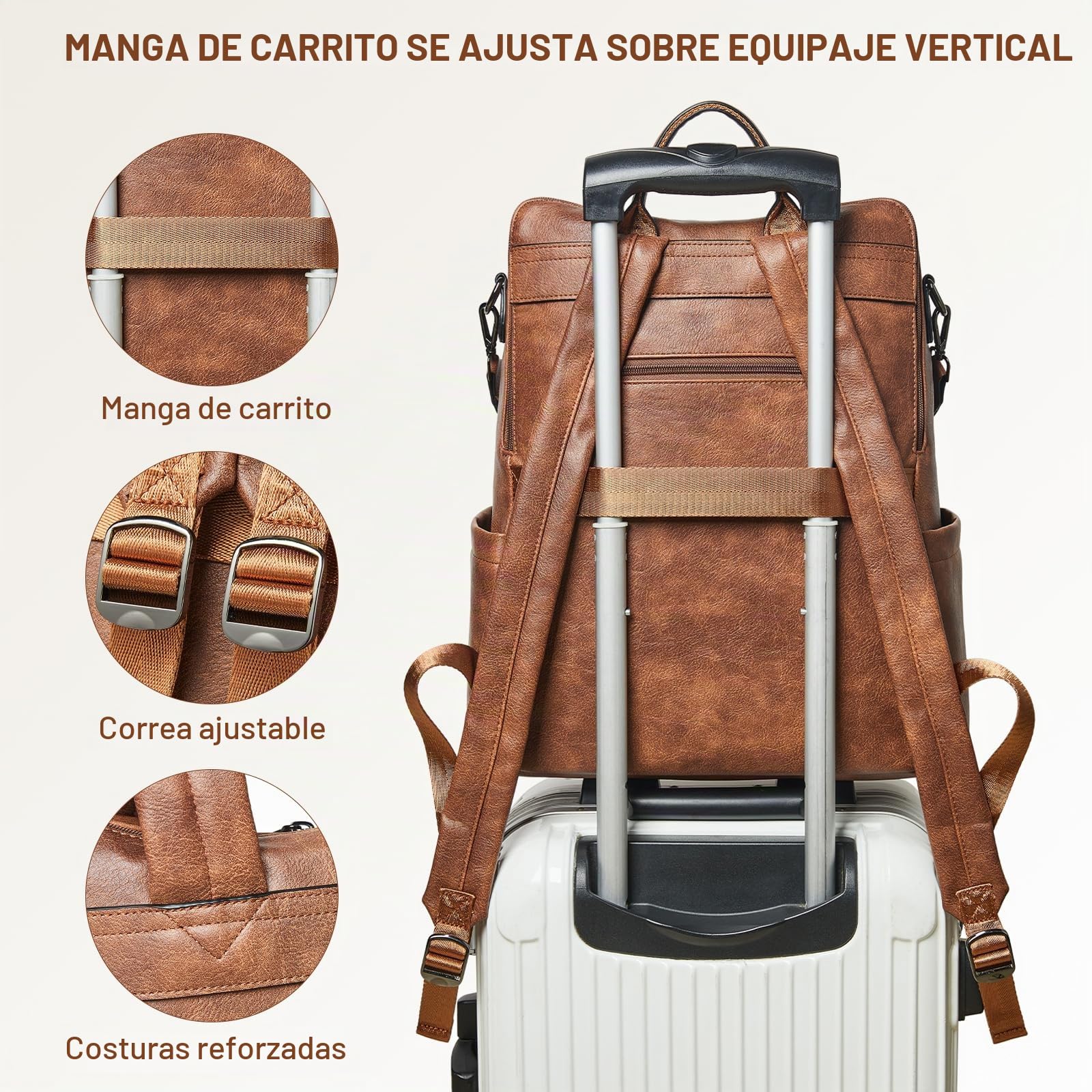 Shrrie Mochila para portátil mujer de 15,6 pulgadas, mochila de viaje de cuero, bolso de enfermera, mochila profesional resistente al agua para la universidad, negocios, trabajo, informal