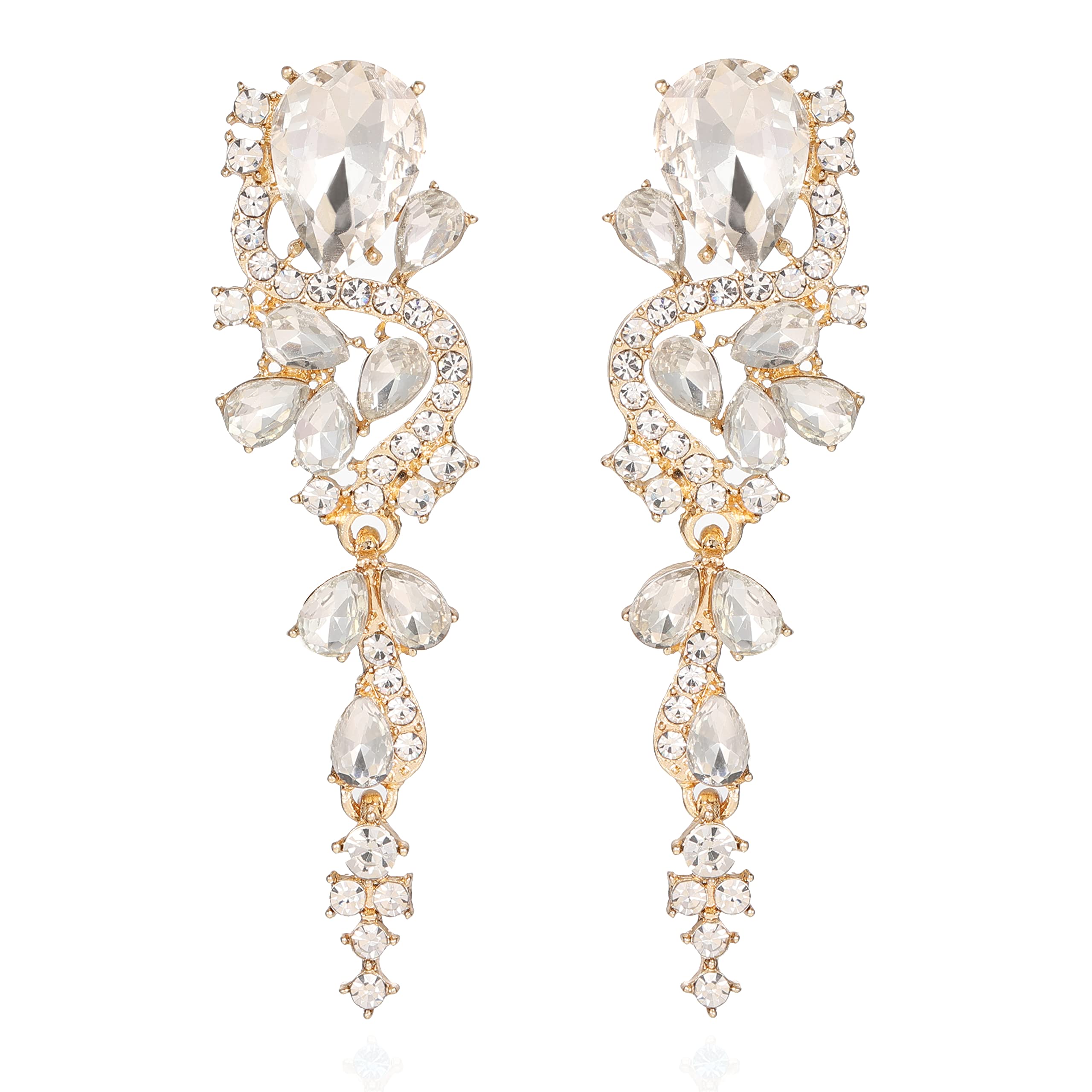 VANGETIMIFashion Rhinestone Statement Drop Dangle Earrings Long Colorful Crystal Bridal Wedding Teardrop Chandelier Earrings for Women Prom Pageant