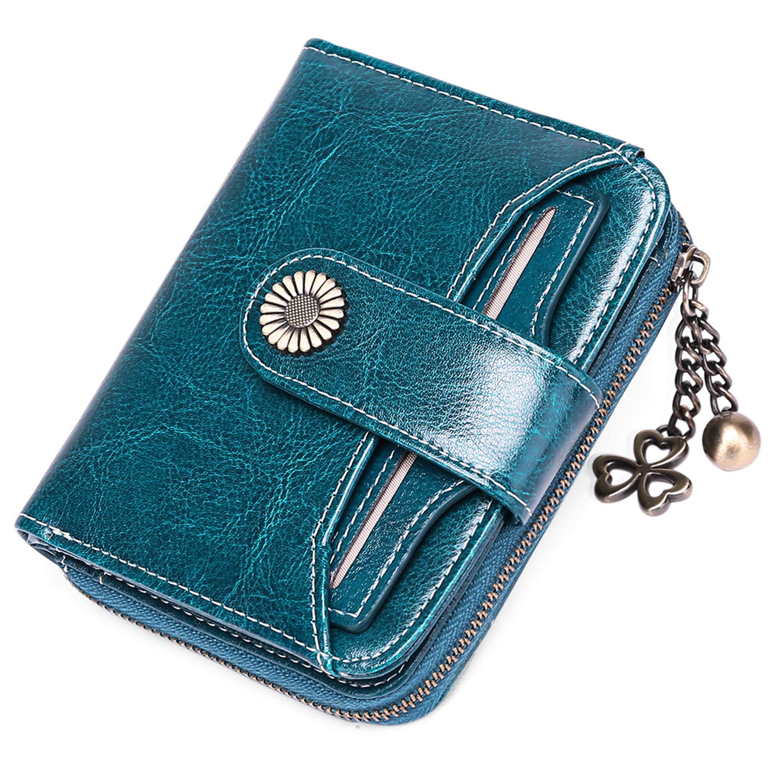 SENDEFN Women's Bi-fold Wallet, Genuine Leather, Popular, Stylish, Soft to the Touch, Genuine Product (Coin Pocket Included) RFID & Magnetic Skimming Prevention, Aa-Blue, 1 piece