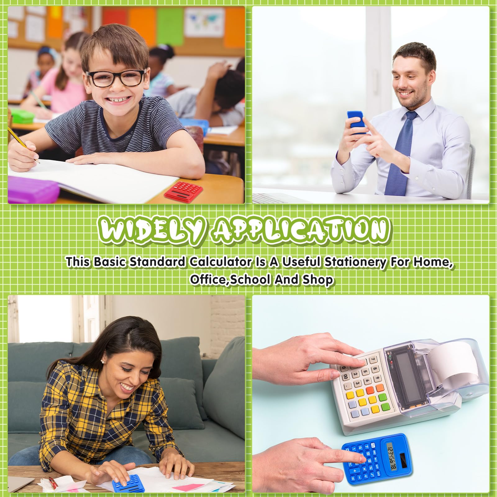 LEIFIDE Lot de 48 petites calculatrices de poche basiques à 4 fonctions, affichage à 8 chiffres, alimentation par piles pour bureau, maison, bureau, école, étudiants, enfants (couleurs classiques)