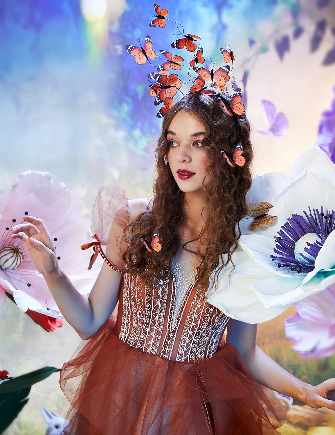 Coucoland Butterfly Fascinator Hat Derby Fascinators Boho Monarch Style Headband Butterfly Headpiece - Image 5