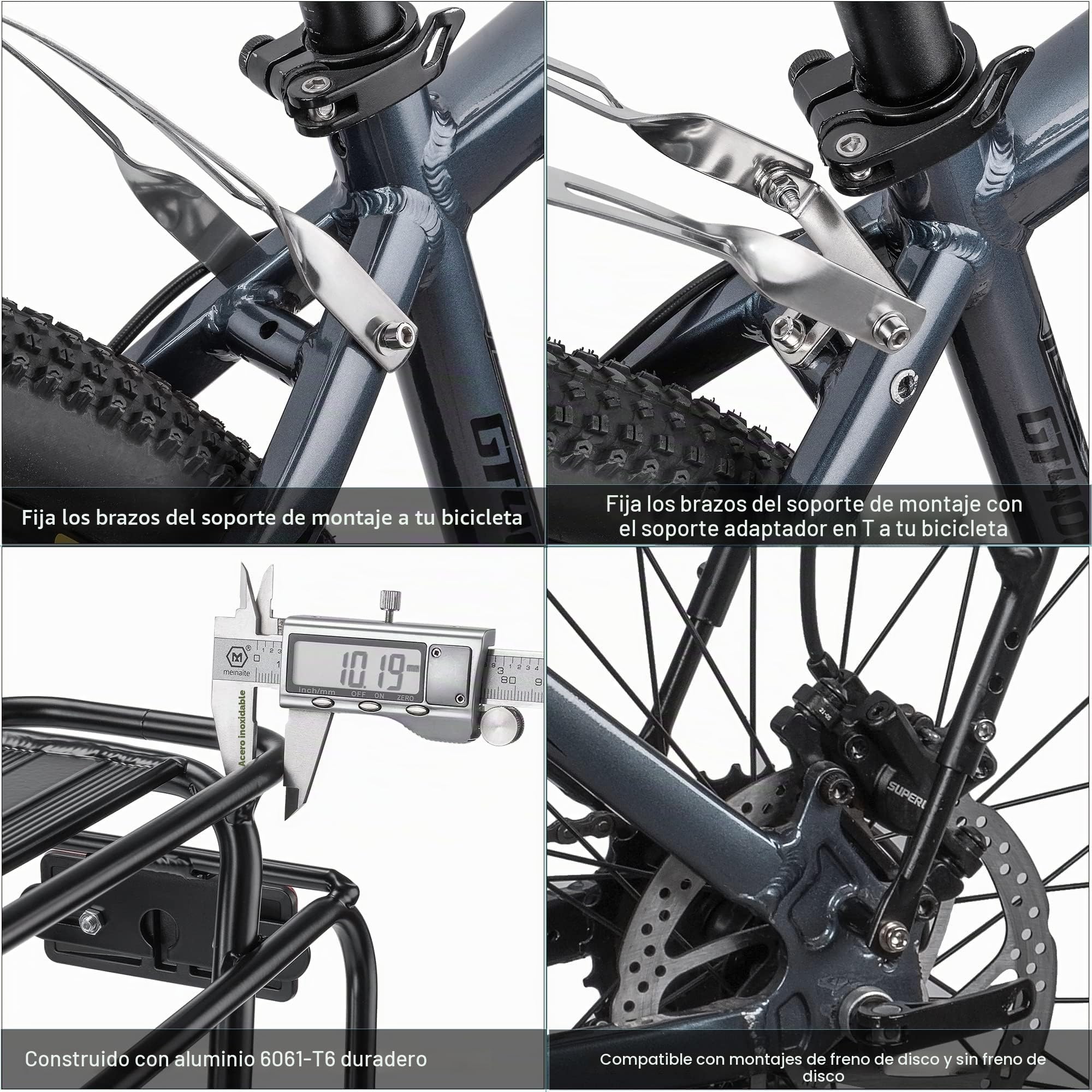 Kadacha Portaequipajes para Bicicletas con o Sin Freno de Disco, Portaequipajes para Bicicletas de Turismo Apto para Bicicletas de 26 a 29 Pulgadas con Reflector y Carga Máxima de 27kg