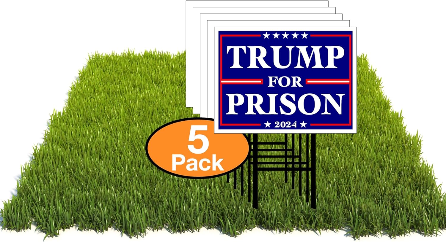 Eco Trump For Prison 2024 political Biden 5 Double Sided 12x16 in Yard Road Sign w/Stand