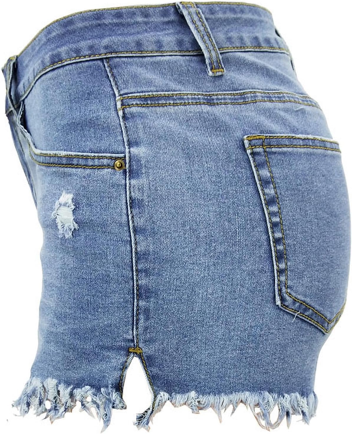 Women Ripped Jean Shorts Stretchy Distressed Denim Shorts with Pockets