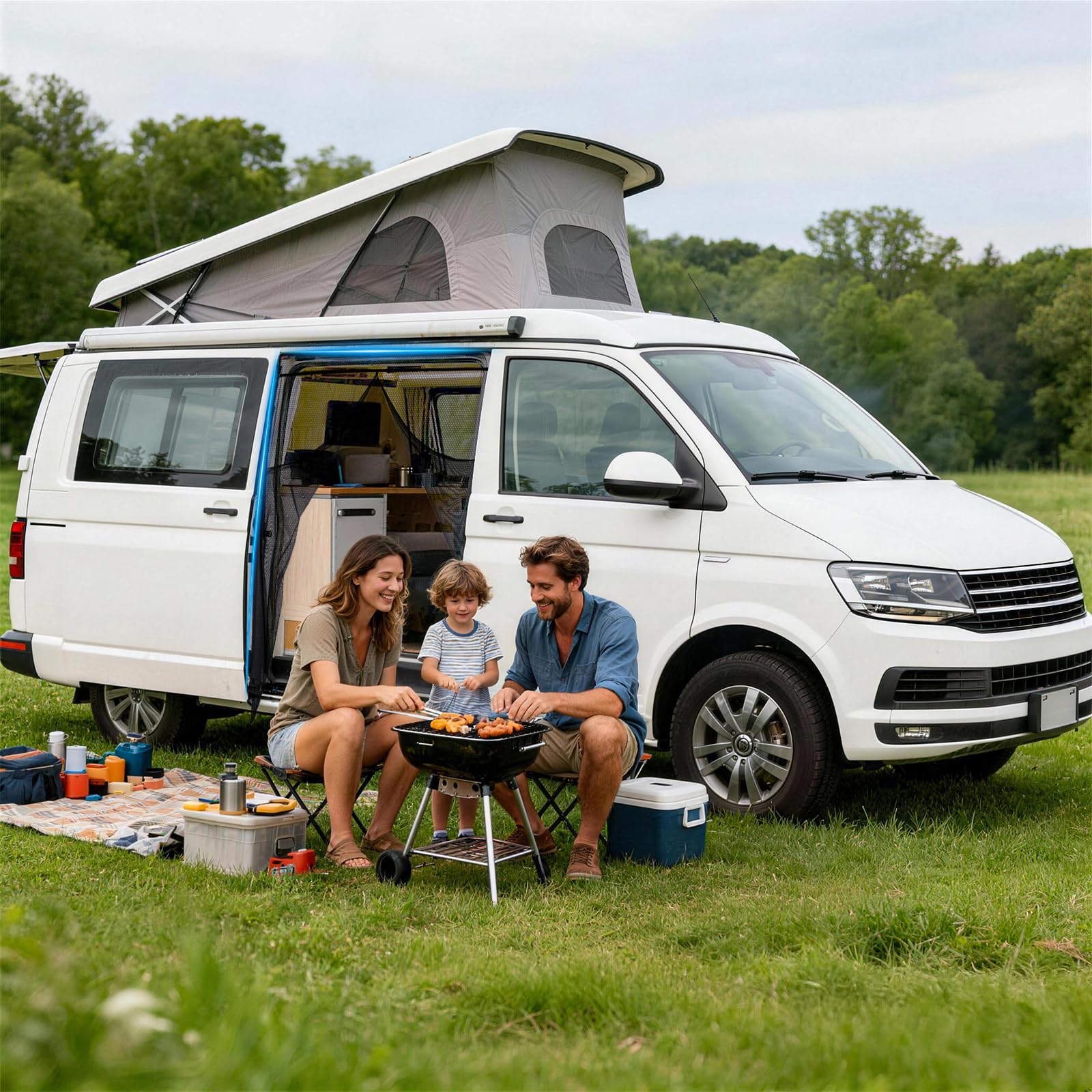 XCBYT Mosquitera para Puerta Trasera de Coche Compatible con VW T5 T6, con Cremallera, mosquitera para Coche, protección Solar, magnética, Red de Sombra, Camping, mosquiteras de Viaje (magnética)