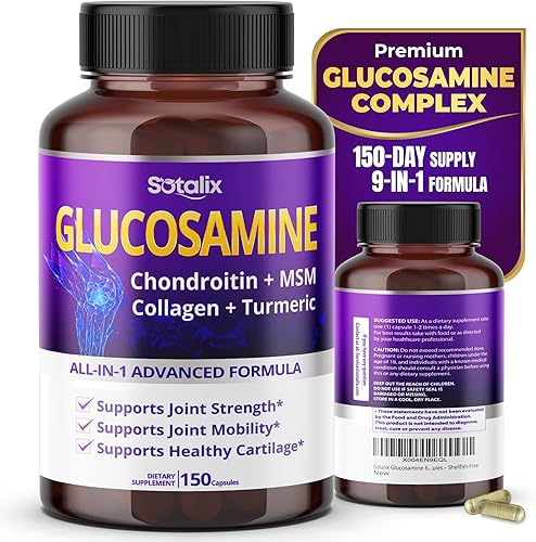 Sotalix Glucosamina 650mg - Soporte articular todo en 1 con condroitina, MSM, colágeno, cúrcuma, vitamina D3 y ácido hialurónico - 150 cápsulas