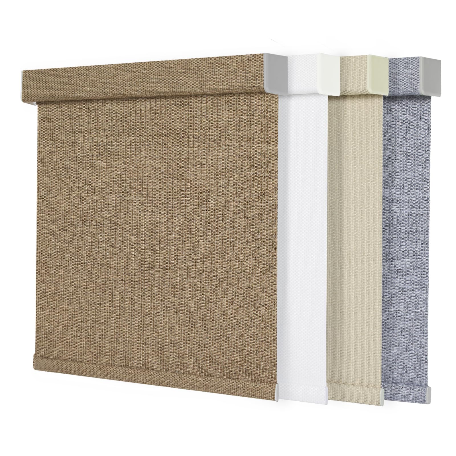 Tonature 100% Blackout Roller Shades for Windows Cordless Roller Blinds with UV Protection Natural Woven Fabric, Room Darkening Thermal Insulated for