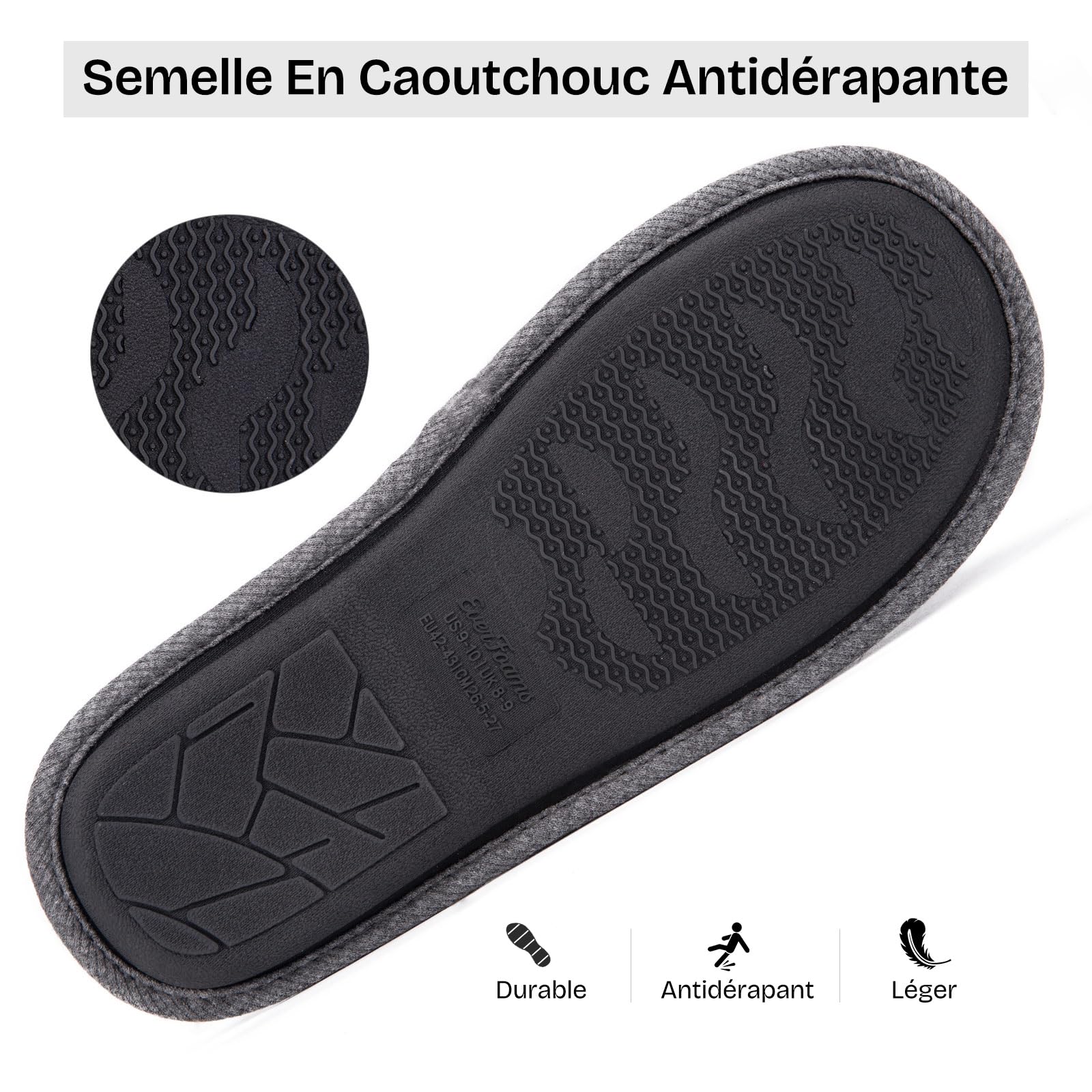 EverFoams Chaussons respirantes douces pour hommes avec mousse à mémoire de forme pour l'été et l'automne