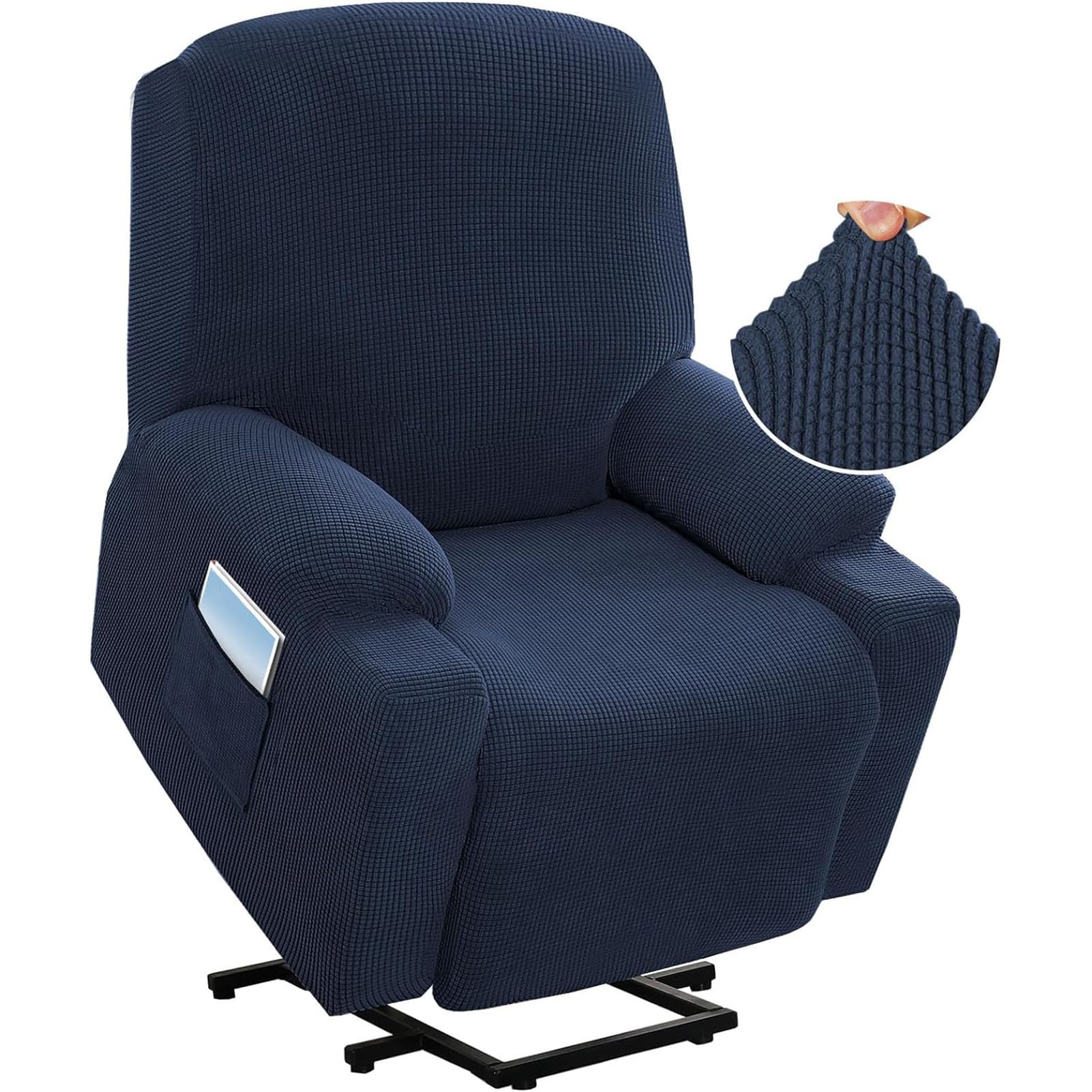 Gyhh Navy 1 Piece Reclining Chair Covers Stretch Armchair Covers Spandex Fabric Recliner Sofa Slipcover Sofa Cover For Electric Large Power Lift Recliner Chair Slipcover (Navy)