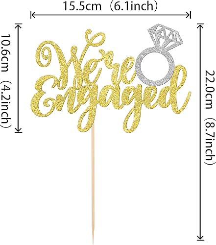 Miniatura 2 de 1 anillo de diamantes con purpurina para decoración de tartas con la frase "We Engaged", decoración para bodas, compromisos, fiestas temáticas,