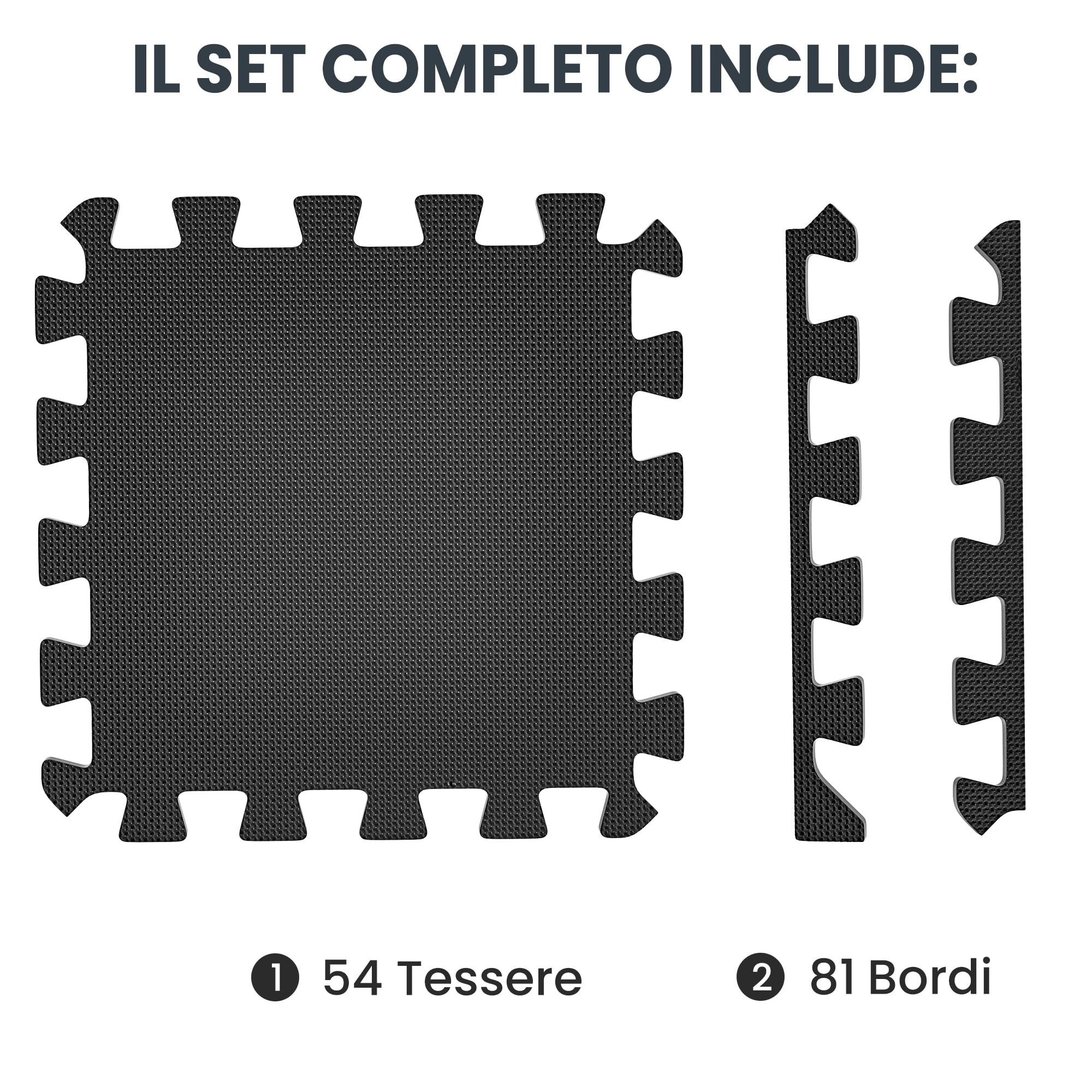 Ultrasport Tappeto Puzzle Palestra 54 Pezzi - Pavimento Gomma Antiscivolo - Protezione Antiurto per Pesi, Dischi, Ginnastica e Piscina