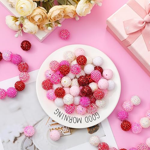 Miniatura 4 de Riceshoot 84 cuentas redondas de diamantes de imitación de 0.78 pulgadas (0.787 in), cuentas de resina de cristal para pulseras, collares, aretes,