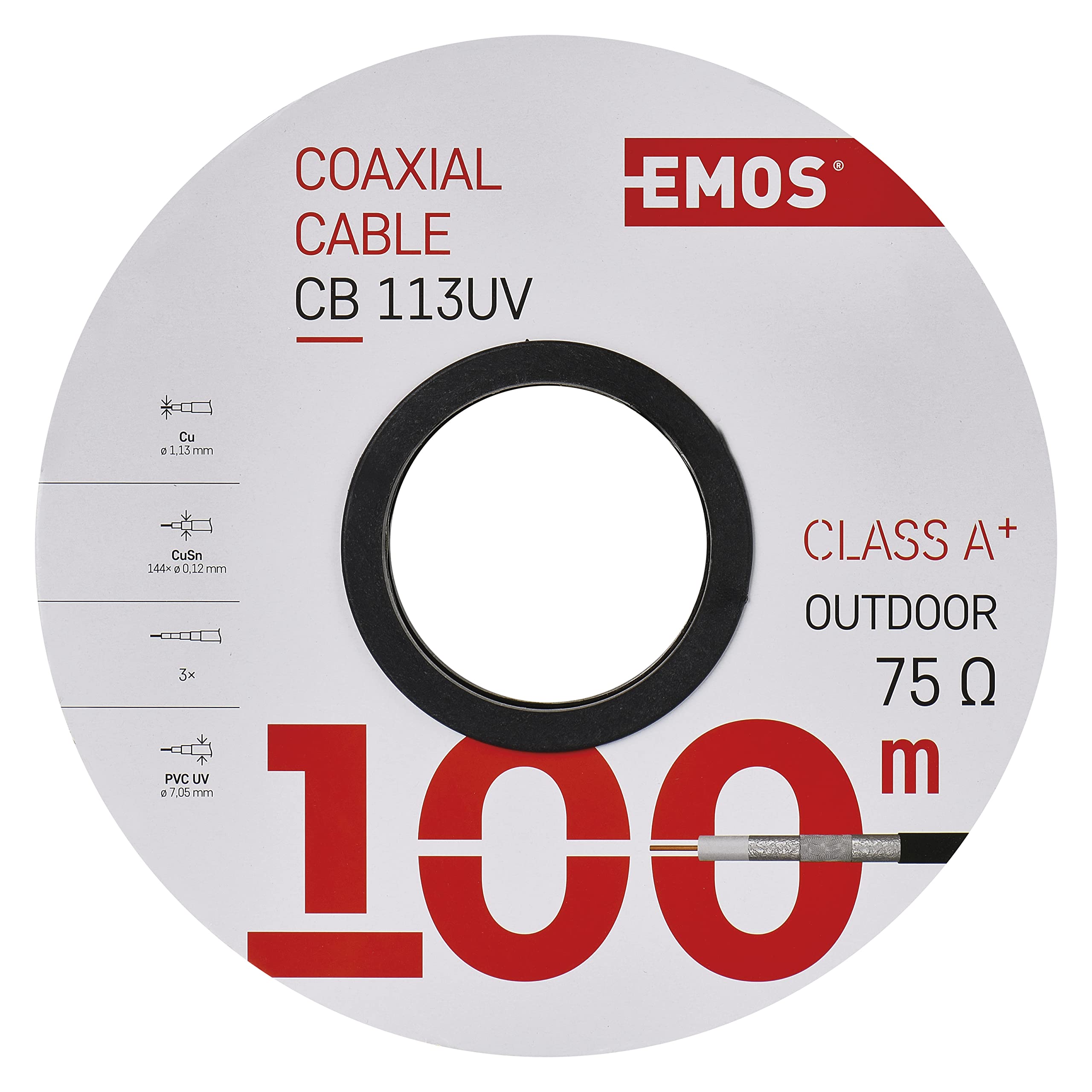 Emos CB113UV 100m Noir câble coaxial